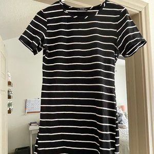 black and white stripped dress